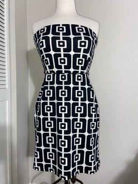 Y2K ENT Entrancy Mod Geometric Print Bandeau Mini Dress Medium M VTG Vintage